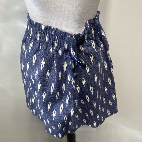 J Crew Skirt size 6 Denim Blue Ivory Linen Above Knee A Line Casual Beach - Picture 5 of 6